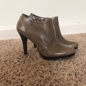 High heel taupe ankle boots
